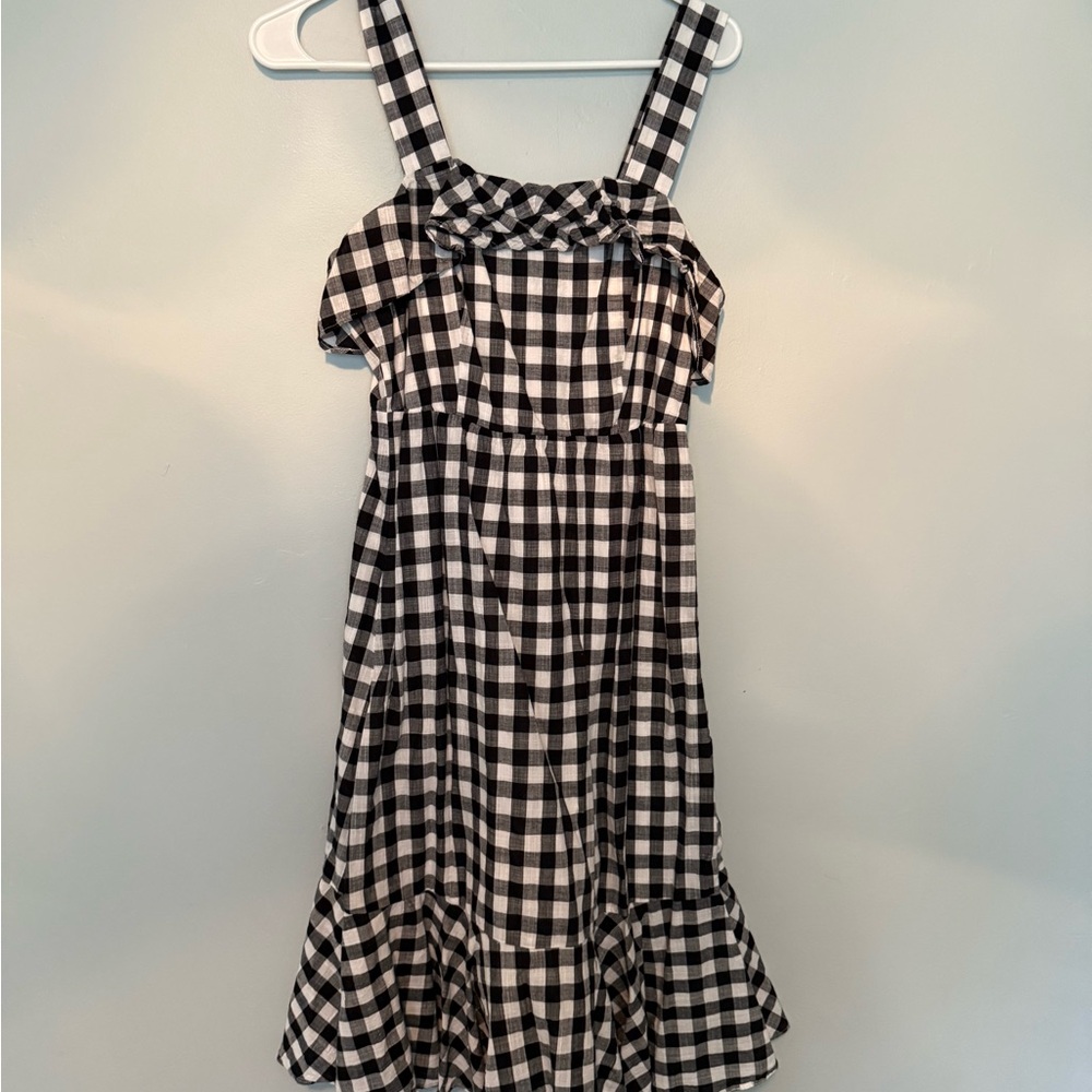 J. Crew Kids Checkered Black and White Dress
